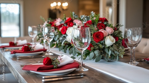 beautifully decoreated valentine's day table decor photo