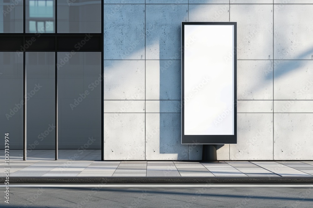 A blank billboard on the side of a building, perfect for adding your own text or design A blank billboard on the side of a building, perfect for adding your own text or design