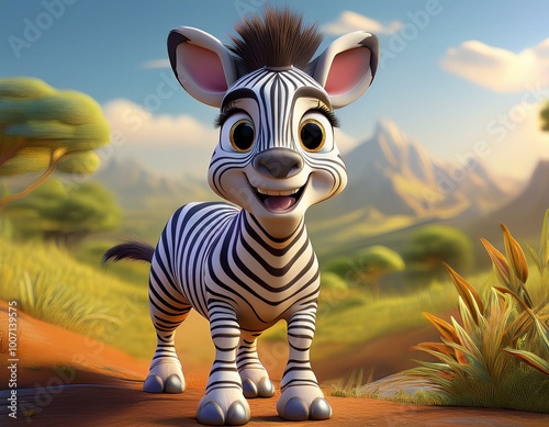 Cute Cartoon Zebra Characte...