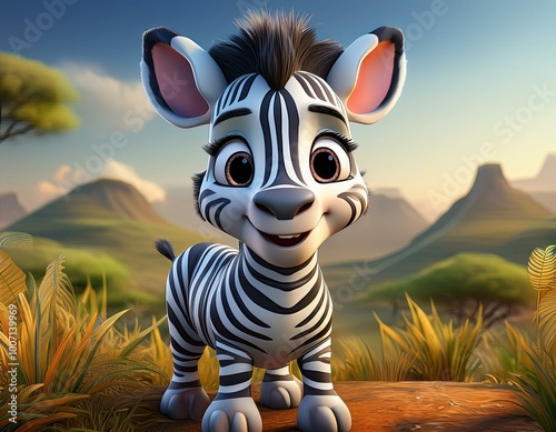 Cute Cartoon Zebra Characte...