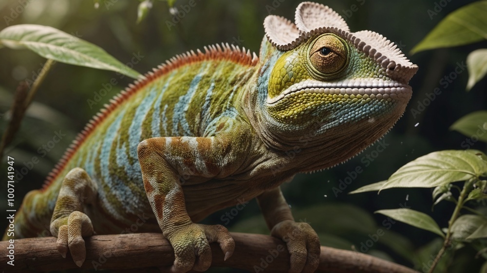 Fototapeta premium a chameleon in its natural habitat