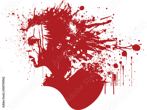 GIRL FACE Dirty paint splatters spray ink