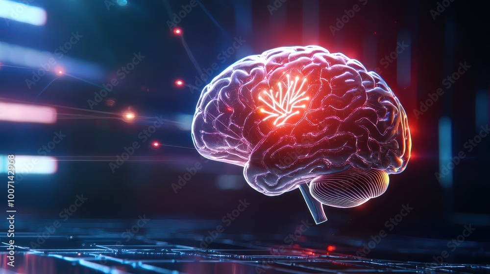 Close-up illustration of a human brain with neural connections, symbolizing learning, memory, and cognitive development. Close-up illustration of a human brain with neural connections, symbolizing learning, memory, and cognitive development.