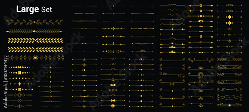 Ornamental Page border divider golden set for calligraphic aesthetic certificate design element