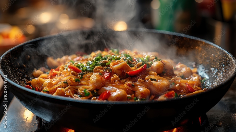 Steaming Hot Pad Thai Noodles in a Wok Steaming Hot Pad Thai Noodles in a Wok