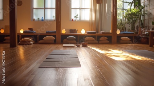 yoga studio with a peaceful atmosphere