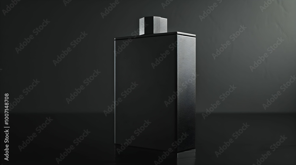 Elegant black fragrance bottle showcasing modern design against a dark background Elegant black fragrance bottle showcasing modern design against a dark background