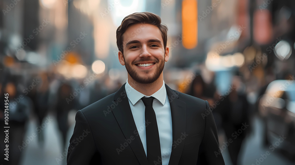 City Stroll: Handsome Young Businessman Headed to His Office City Stroll: Handsome Young Businessman Headed to His Office