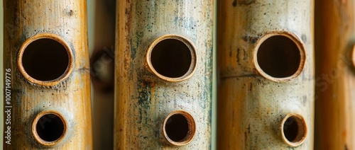 Termite-infested bamboo stems provide an interesting backdrop