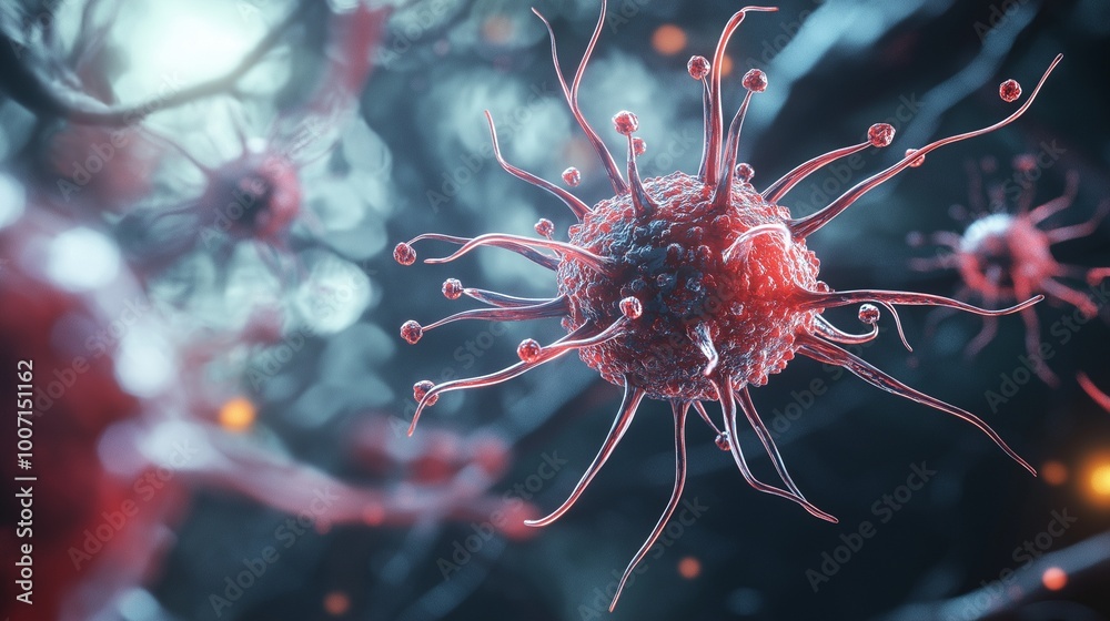 HIV virus attacking a T-cell in the human body. 5. A cross-section of a nerve cell HIV virus attacking a T-cell in the human body. 5. A cross-section of a nerve cell