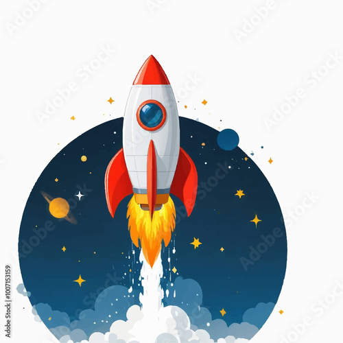 Fototapeta Naklejka Na Ścianę i Meble -  cartoon rocket flight