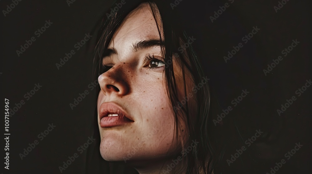Close-up naturalistic portrait of a young girl. The concept of natural female beauty. Illustration for cover, card, postcard, interior design, poster, brochure, presentation. Close-up naturalistic portrait of a young girl. The concept of natural female beauty. Illustration for cover, card, postcard, interior design, poster, brochure, presentation.