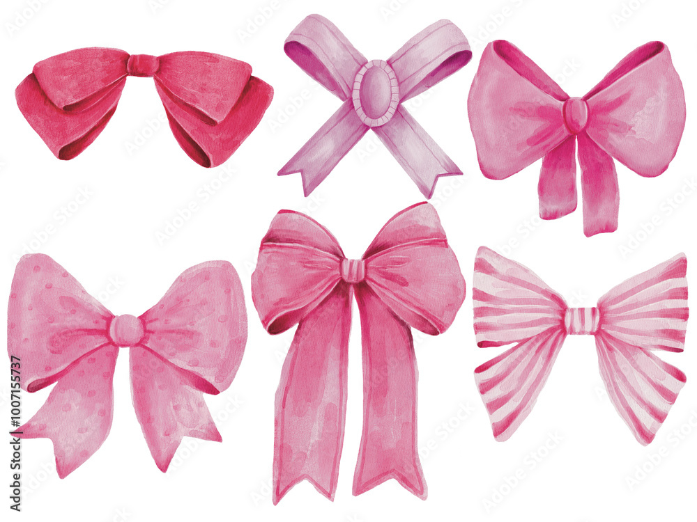 pink bow isolated on white background