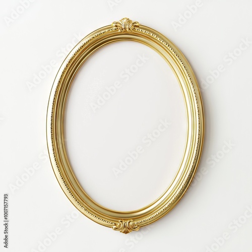 A white transparent background with an oval photo frame isolated on it, PNG format photo