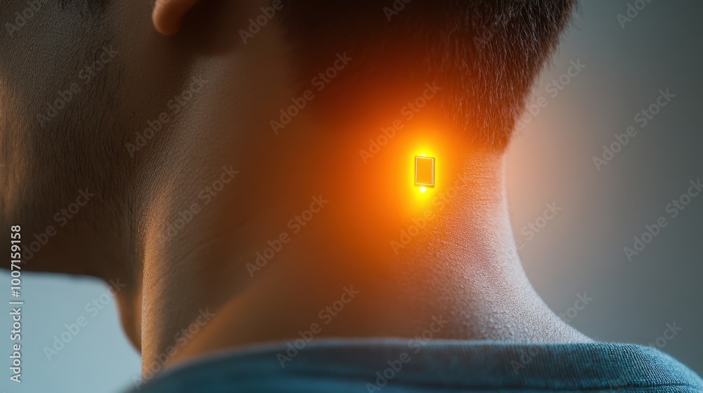 Obraz premium Cybernetic chip implanted as a skin implant
