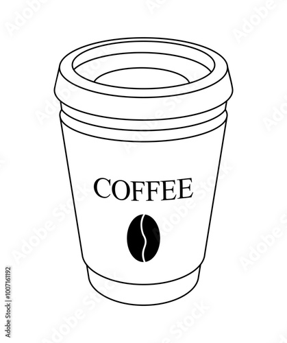 Vector outline of a coffee cup on a transparent background. Ideal for a café or coffee shop.