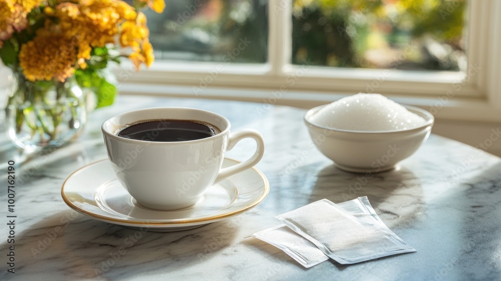 Obraz premium Artificial Sweeteners Low-Calorie Sugar Substitutes for Healthier Options. Concept Healthier Eating Choices, Low-Calorie Alternatives, Artificial Sweeteners, Sugar Substitutes, Diet Options