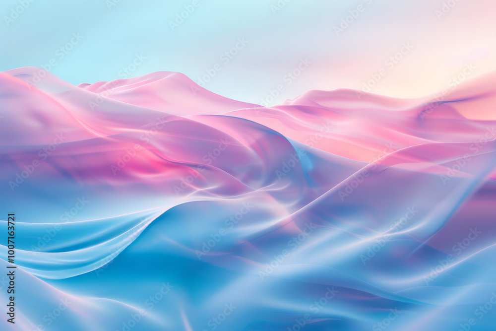 Fototapeta premium A blue and pink mountain range with a pink and blue sky