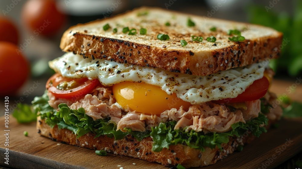Delicious Tuna and Egg Sandwich on Whole Grain Bread Delicious Tuna and Egg Sandwich on Whole Grain Bread