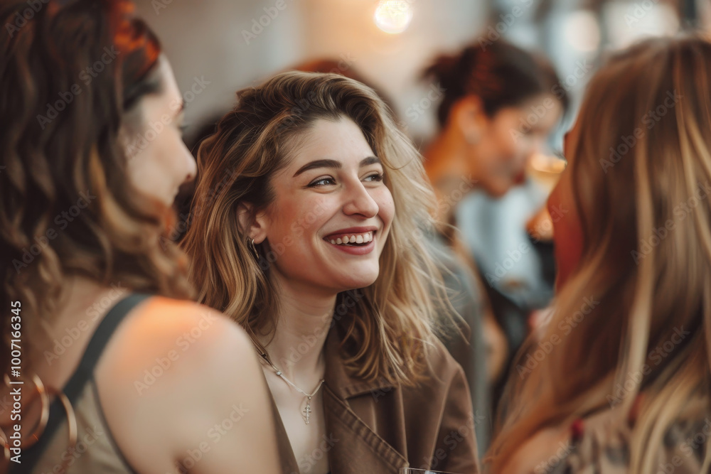 Three women are smiling and laughing together Three women are smiling and laughing together
