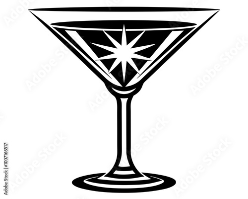 Martini silhouette ,Martini glass silhouette. Glass on a leg filled with a drink. Stemware for martini, vermouth, champagne, spirits, cocktails - cut out vector icon