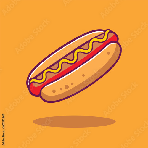 Hotdog Cartoon Vector Icon Illustration.