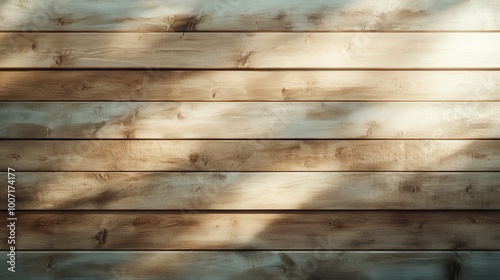 An arrangement of wooden planks beautifully illuminated by soft natural light, revealing the simplicity and organic texture in an artistic composition of wood.