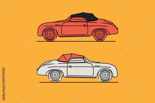 Hand drawn car outline vector image. Vehicle art.