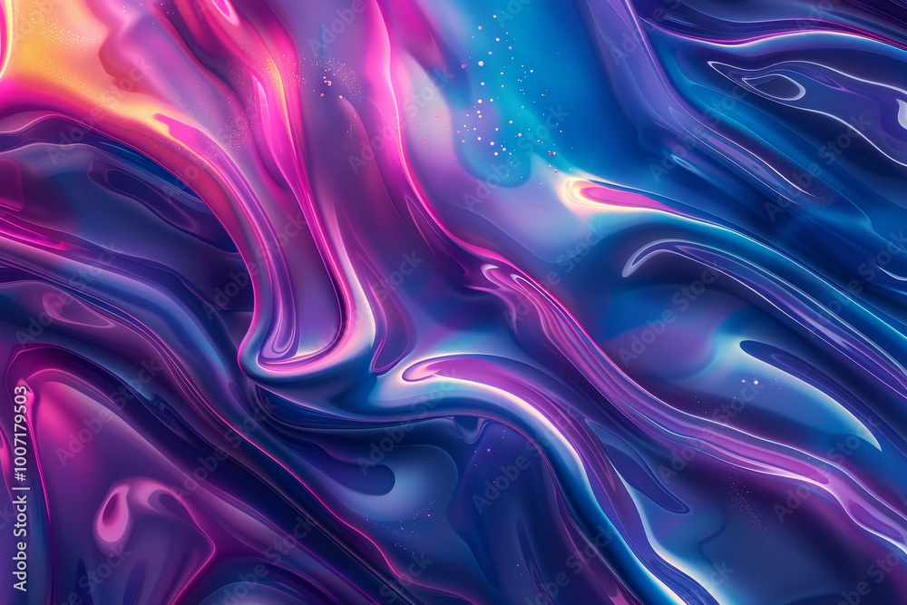 A colorful, abstract painting with a purple and blue background A colorful, abstract painting with a purple and blue background