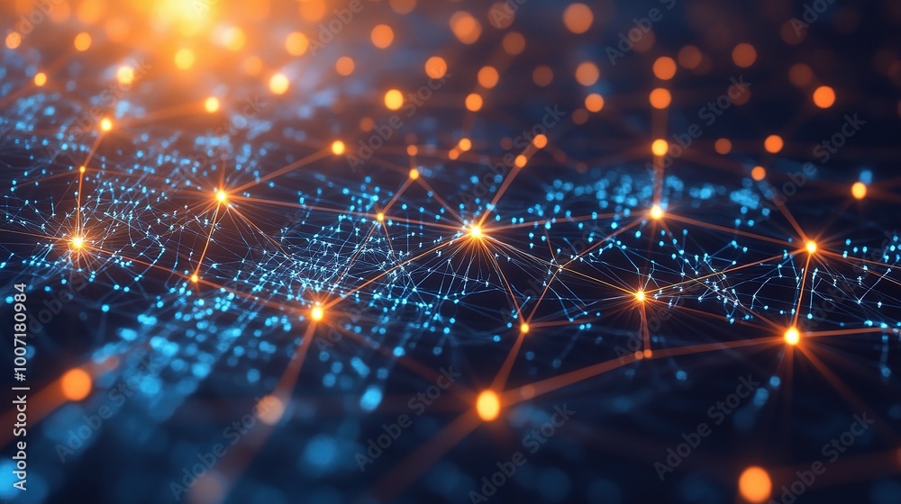 Obraz premium Abstract Network with Bright Lights and Patterns