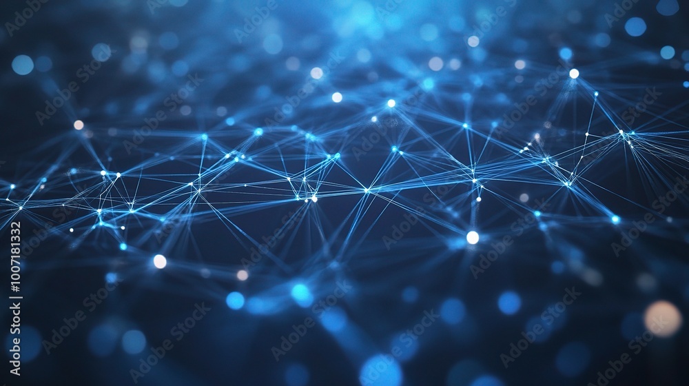 Abstract Blue Network Concept with Bright Dots