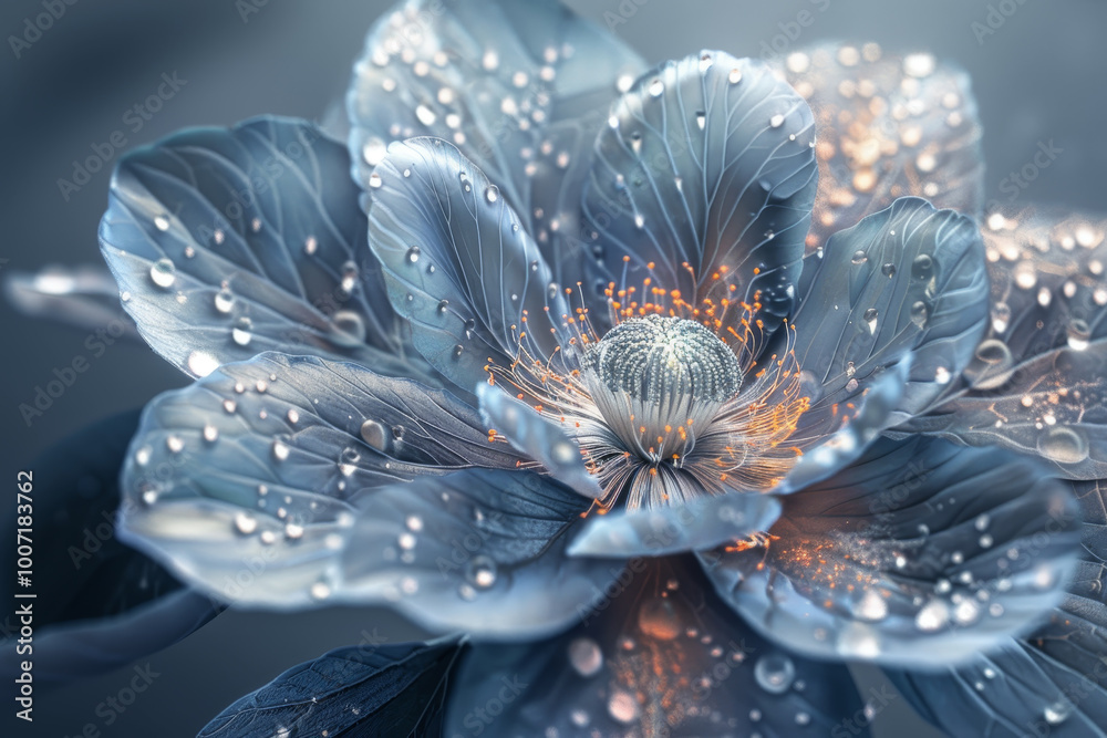 A flower with droplets of water on it
