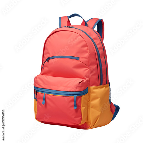 red backpack isolated on white