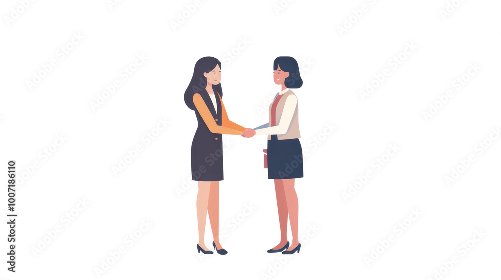 Asian female business consultant shaking hands with a colleague on white background Asian female business consultant shaking hands with a colleague on white background