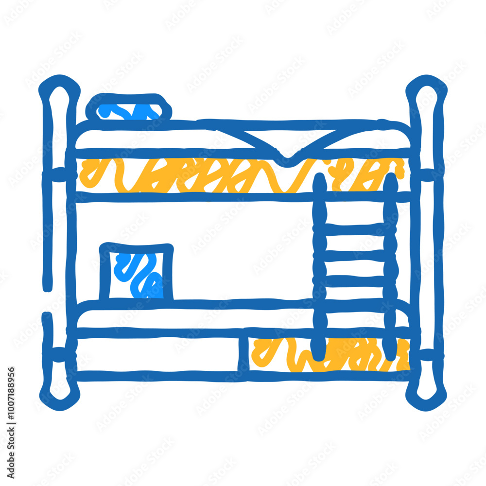 bunk bed kid bedroom doodle icon sketch vector. bunk bed kid bedroom sign. isolated symbol illustration bunk bed kid bedroom doodle icon sketch vector. bunk bed kid bedroom sign. isolated symbol illustration
