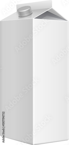 Milk box blank mockup. Realistic white container