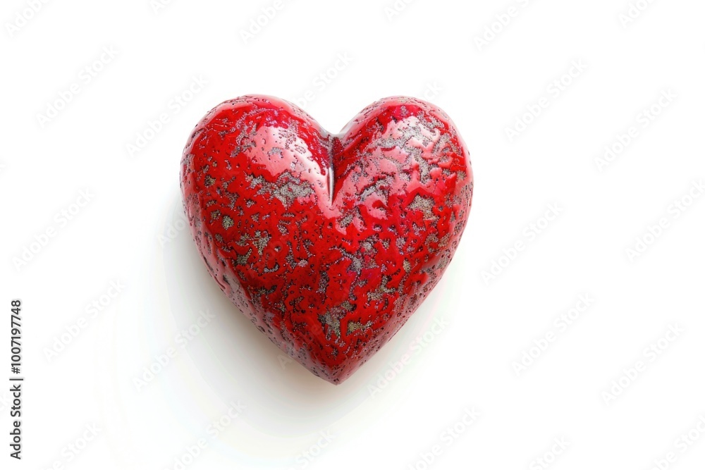 Fototapeta premium A red heart shaped object on a white surface, perfect for decorative purposes