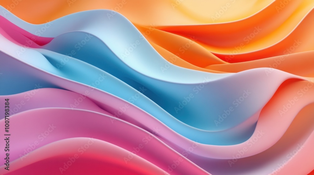 Fototapeta premium Abstract colorful wavy background with pink, blue, and orange hues.