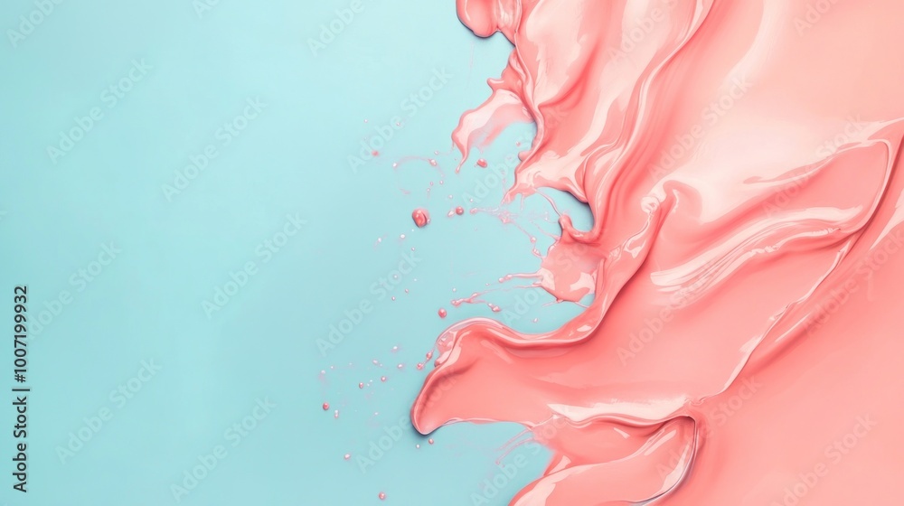 Abstract pink paint splash on a turquoise background. Abstract pink paint splash on a turquoise background.