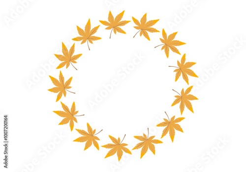 Marco circular de hojas secas de otoño doradas