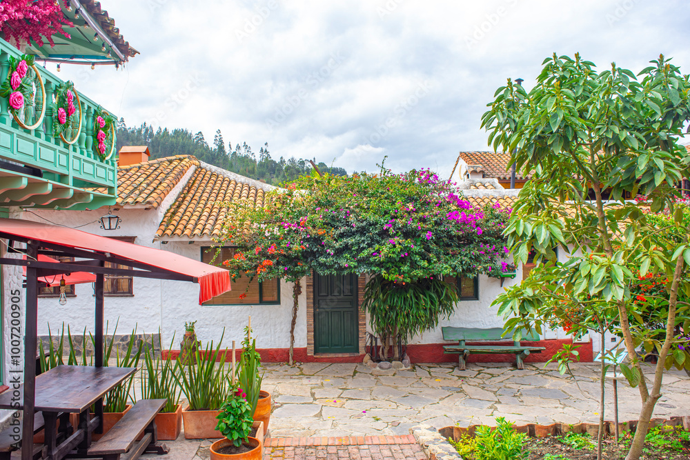 Obraz premium Traditional Colonial House in Little Town Boyacense, Duitama, Boyaca, Colombia