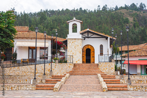 Foto Charming Colonial Church in Little Town Boyacense, Duitama, Boyacá, Colombia - A