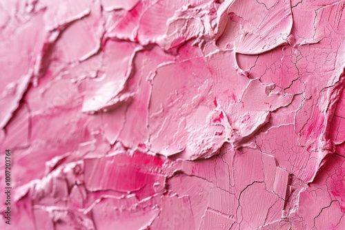 A close-up view of a bright pink wall with textured paint job