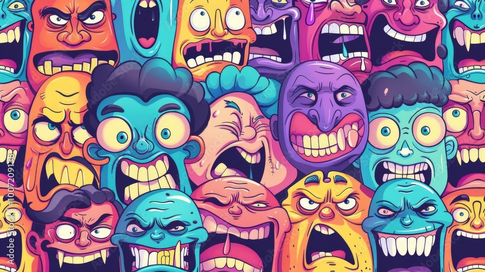 A collection of cartoon characters showcasing diverse facial expressions, ideal for conveying emotions in various contexts A collection of cartoon characters showcasing diverse facial expressions, ideal for conveying emotions in various contexts