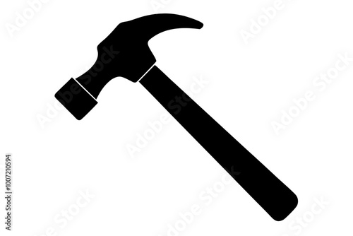 A hammer icon silhouette vector on white background. 