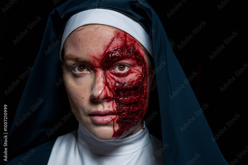 Terrifying Zombie Nun Makeup Look, Creepy Zombie Nun Costume, Transform