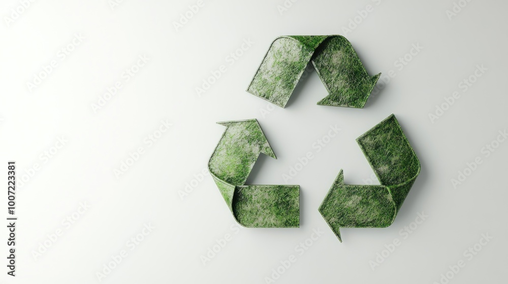 Green recycle symbol made of foliage on a white background. Green recycle symbol made of foliage on a white background.