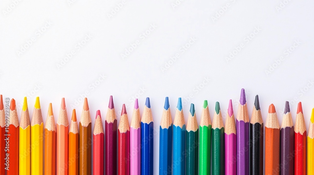 Pencils of different colors, school supplies on a white background Pencils of different colors, school supplies on a white background