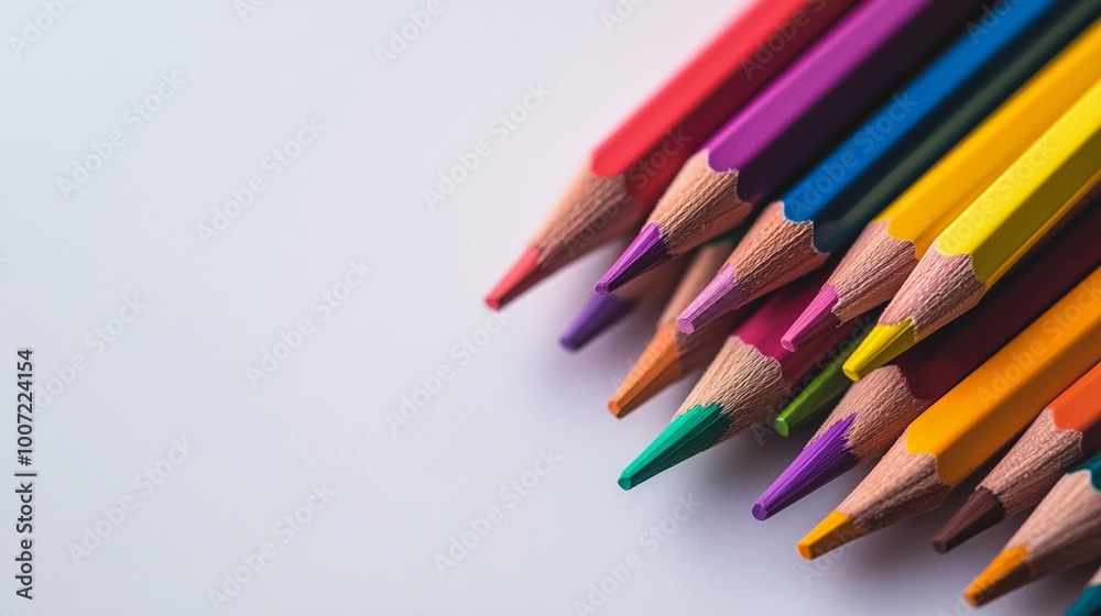 Pencils of different colors, school supplies on a white background Pencils of different colors, school supplies on a white background