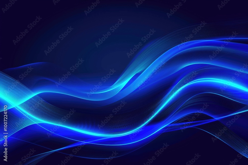 A blue wave of light on a black background, ideal for use in technology or design related contexts A blue wave of light on a black background, ideal for use in technology or design related contexts